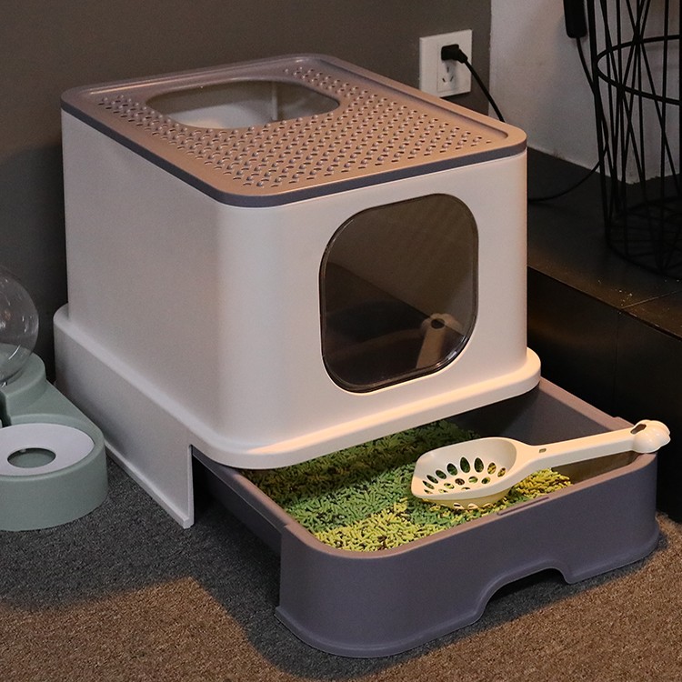 猫砂盆半封闭式抽屉顶出式大号超大号猫厕所猫屎盆防外溅除臭家用