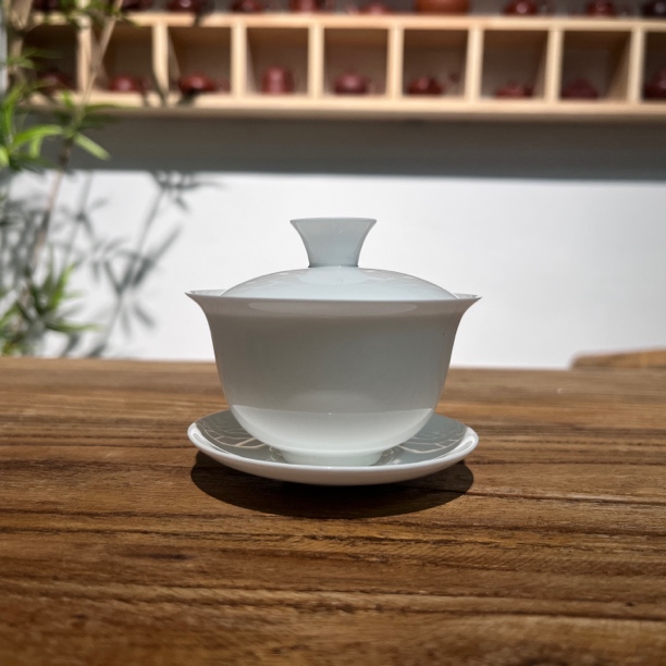 潮州骨瓷盖碗90ml超薄胎潮州工夫茶具单个盖碗