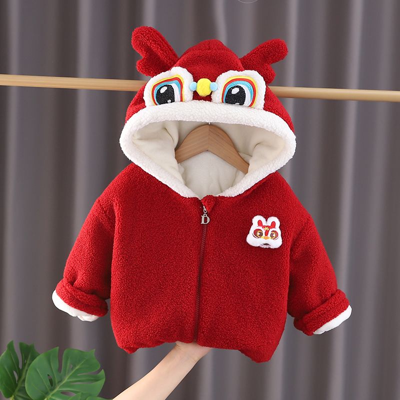 【正常发货】宝宝拜年服外套加绒加厚连帽洋气婴儿童中国风男女童
