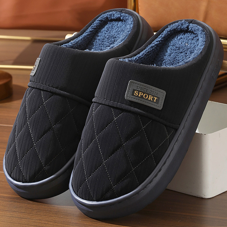 【加绒加厚】棉拖鞋男秋冬季冬季居家PU防水室内防滑保暖棉鞋女厚底