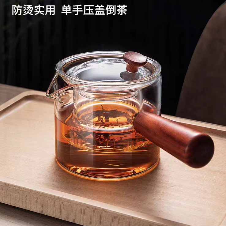 玻璃侧把茶壶