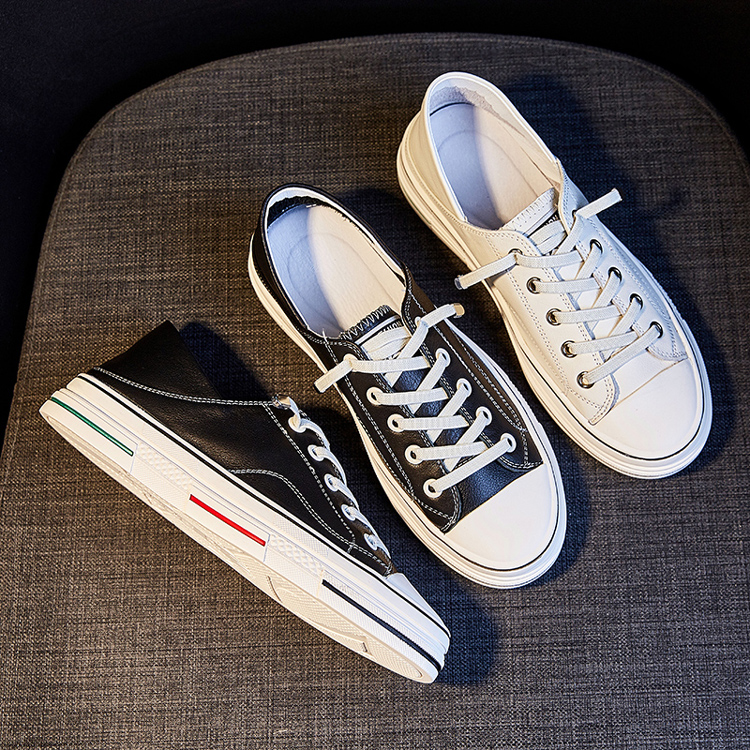 5122头层牛皮小白鞋新款百搭四季两穿一脚蹬软牛皮单鞋平底板鞋