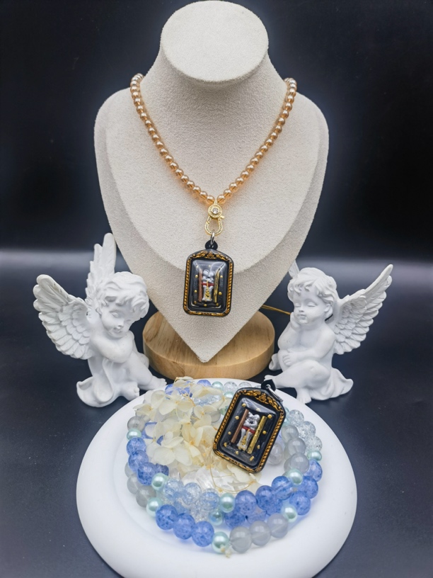 铁合金亚克力吊坠 27号方形黑色创意吊坠复古时尚