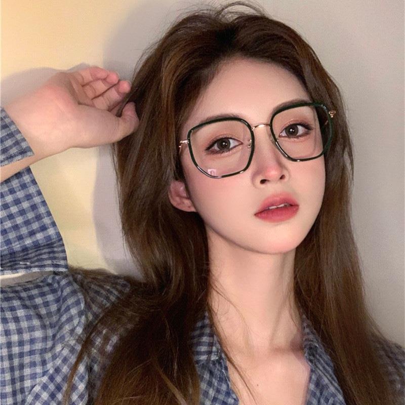 新款防蓝光眼镜框女近视成品镜抖音绿色时尚超轻大脸显瘦眼镜架男