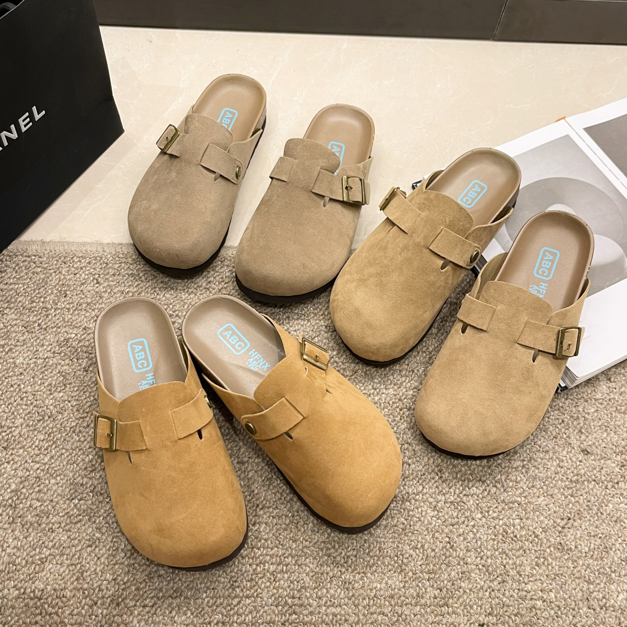 【Que】2024早春新款博肯设计版时尚洋气防滑加绒韩版厚底博肯拖鞋