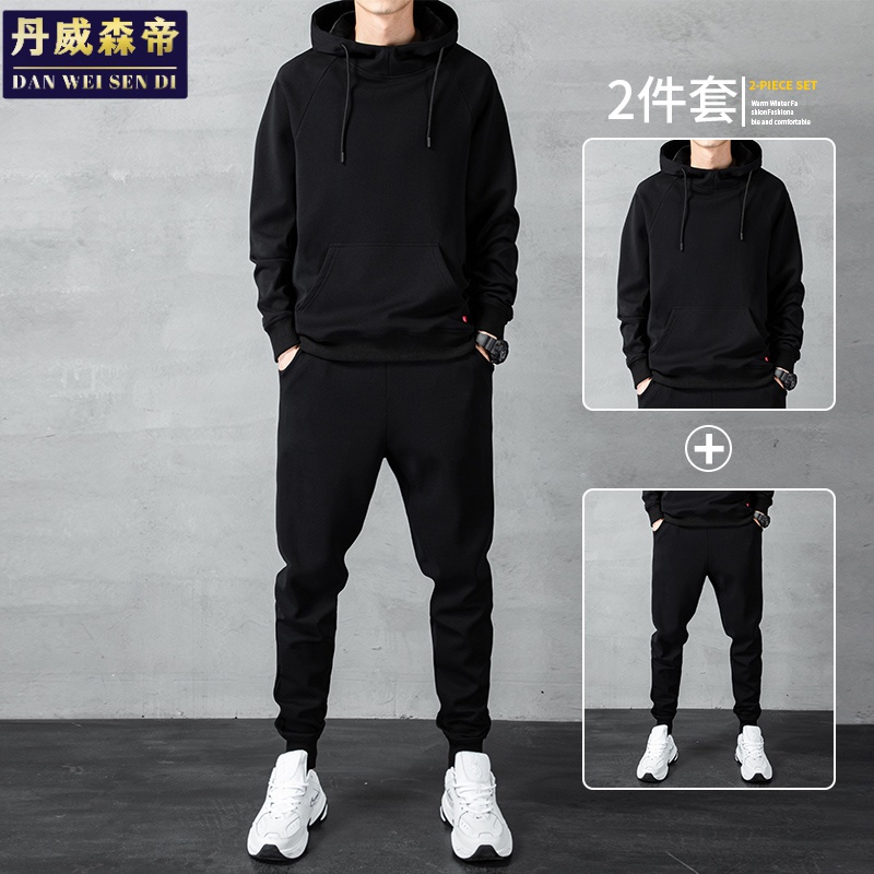 时尚灯芯绒休闲运动套装男士秋冬季潮牌宽松卫衣两件套衣服男装