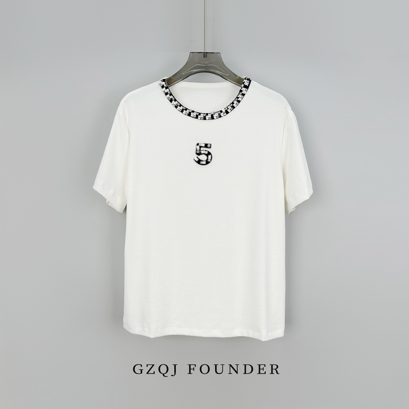 GZQJ【巴黎走秀】小众设计感重工短袖T恤女夏季百搭上衣40015