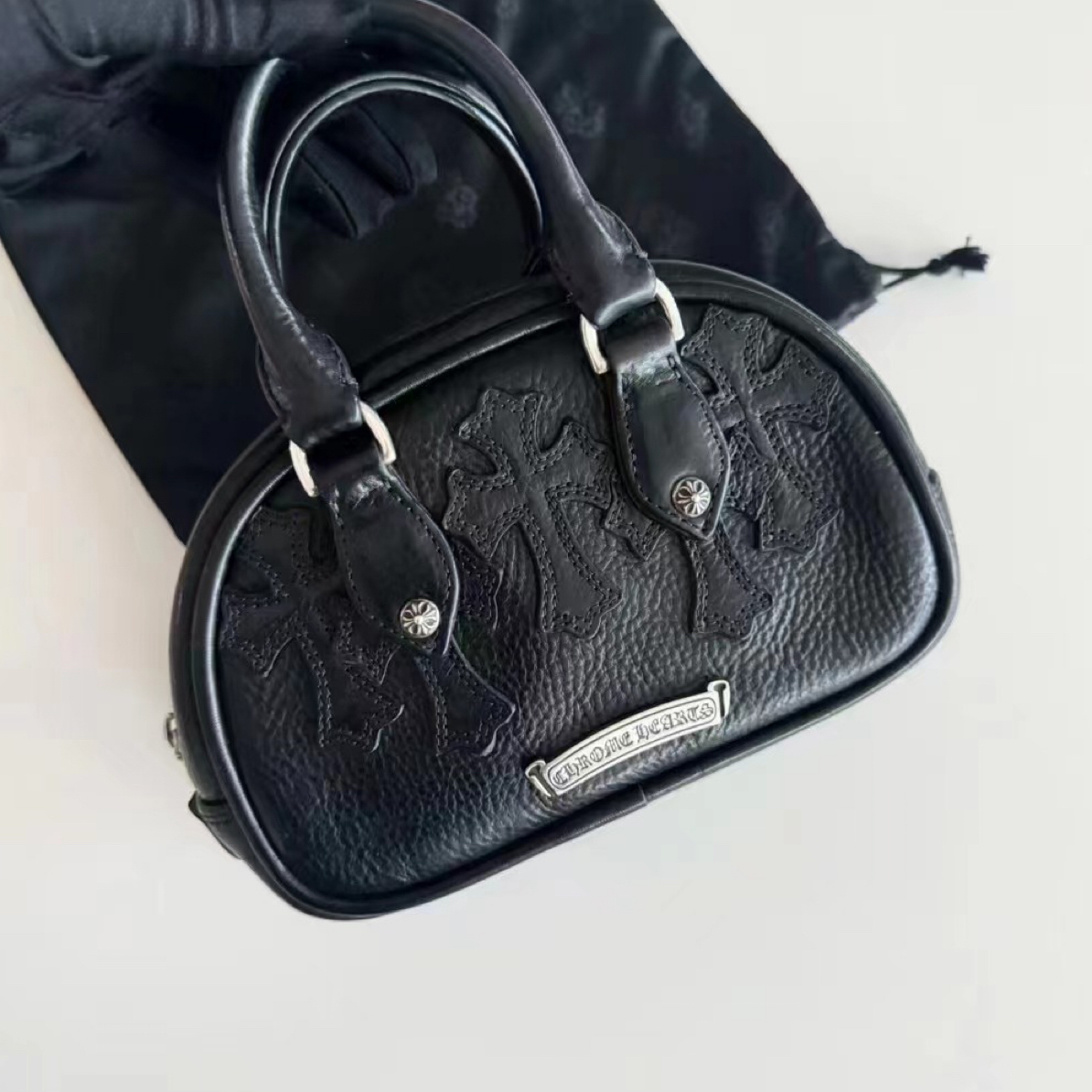 99新 Chrome Hearts/克罗心 只盒/Chrome Hearts黑银mini保龄球包