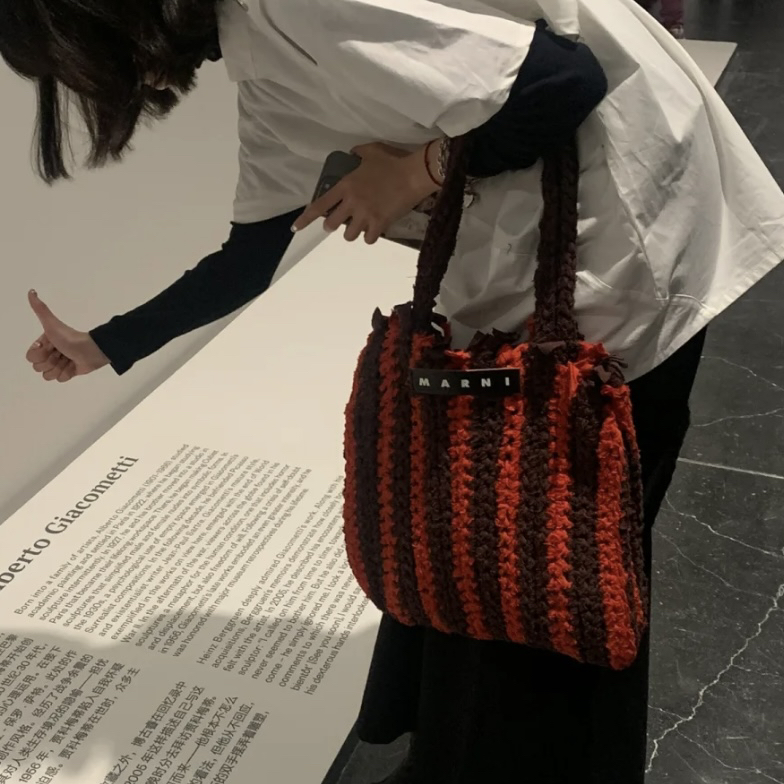 99新 MARNI 只盒/Marni market钩针菜篮子单肩包