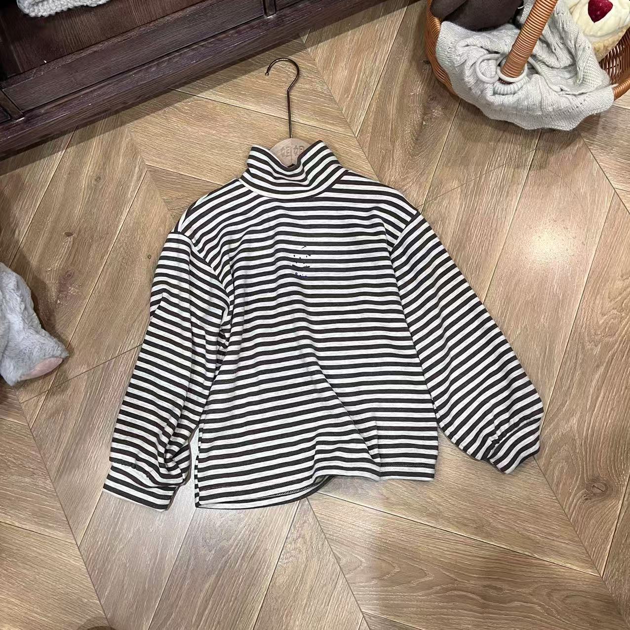 〖姐姐家〗2024冬款儿童萌娃穿搭条纹加厚打底衬衫lm9878 sy3586