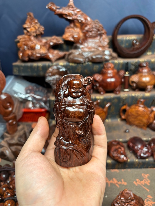 海南黄花梨，老料。开口笑，弥勒佛