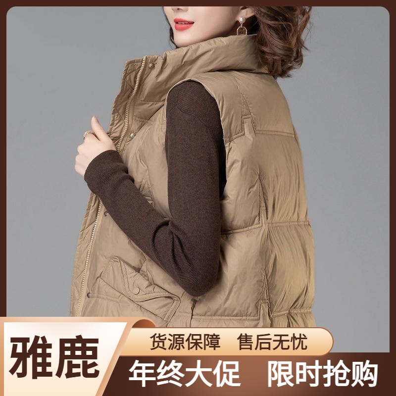 雅鹿2023秋冬新款羽绒棉马甲女短款韩版宽松妈妈保暖外穿马夹背心