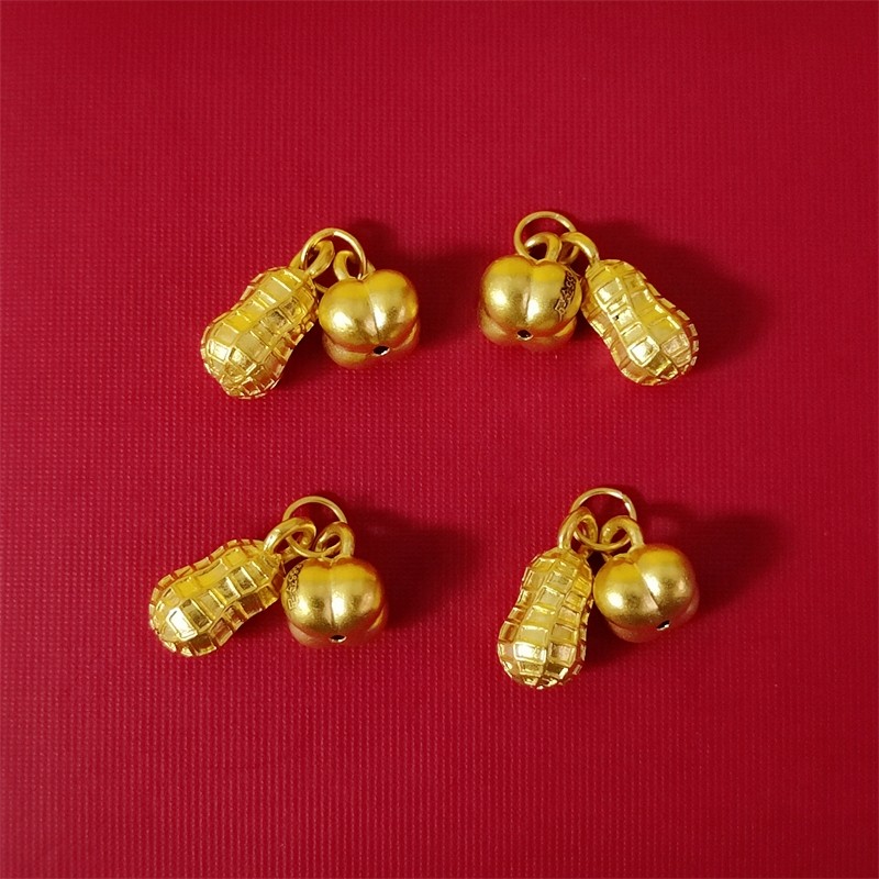 足金999好事发生3D硬金柿子花生手链吊坠（定价）