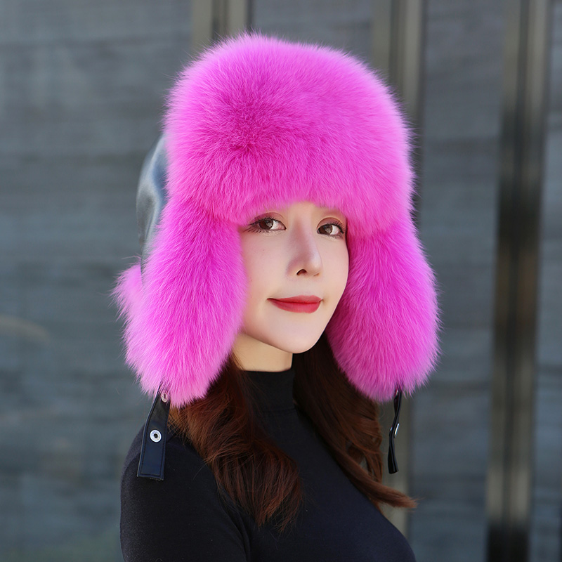 晨瑶狐狸毛帽子女士冬季貉子毛雷锋帽真羊皮草帽子情侣加厚网红爆