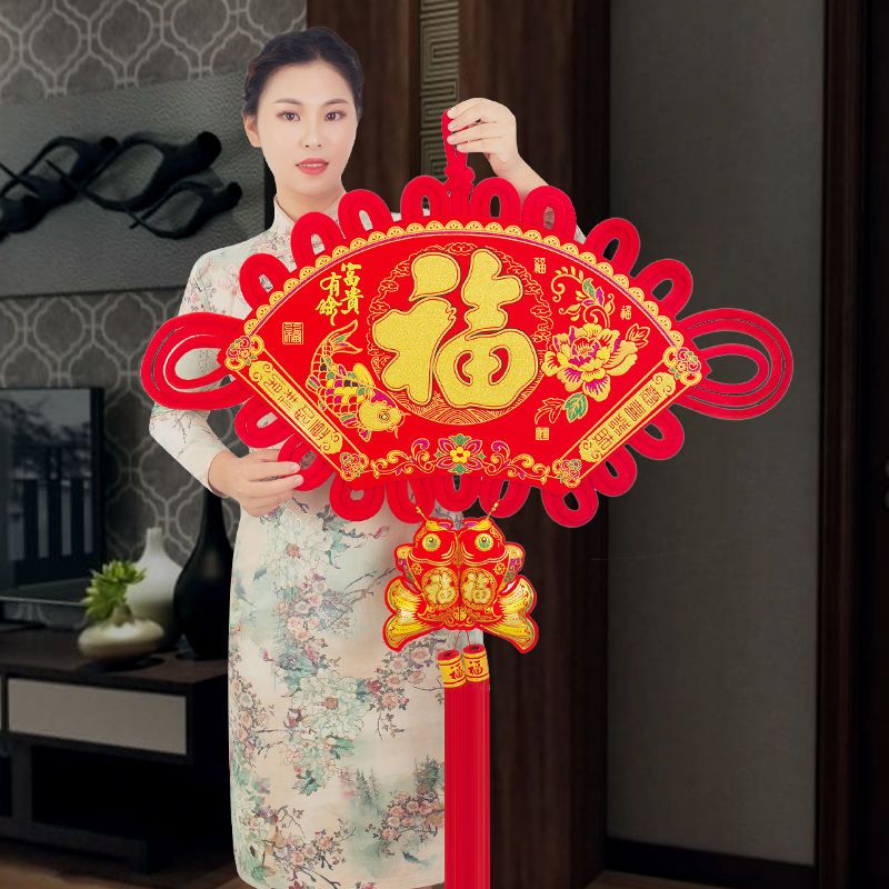 2024新款中国结扇形挂件客厅卧室电视墙装饰品春节过年喜庆挂饰