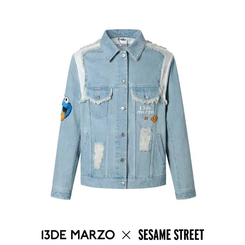 13DE SESAME STREET芝麻街联名超限定系列立体玩偶破坏牛仔夹克