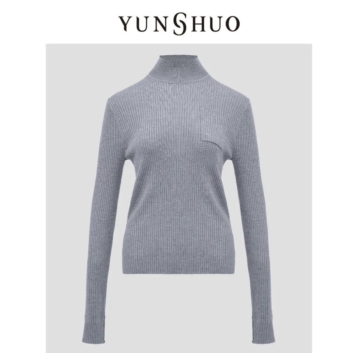 YUNSHUO允硕秋冬新品时尚百搭休闲中高领气质修身套头毛衫739526