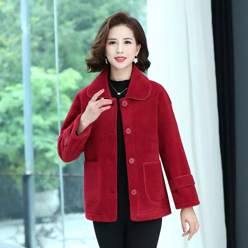 2438冬季新款妈妈装洋气加厚时尚棉服翻领女士外套