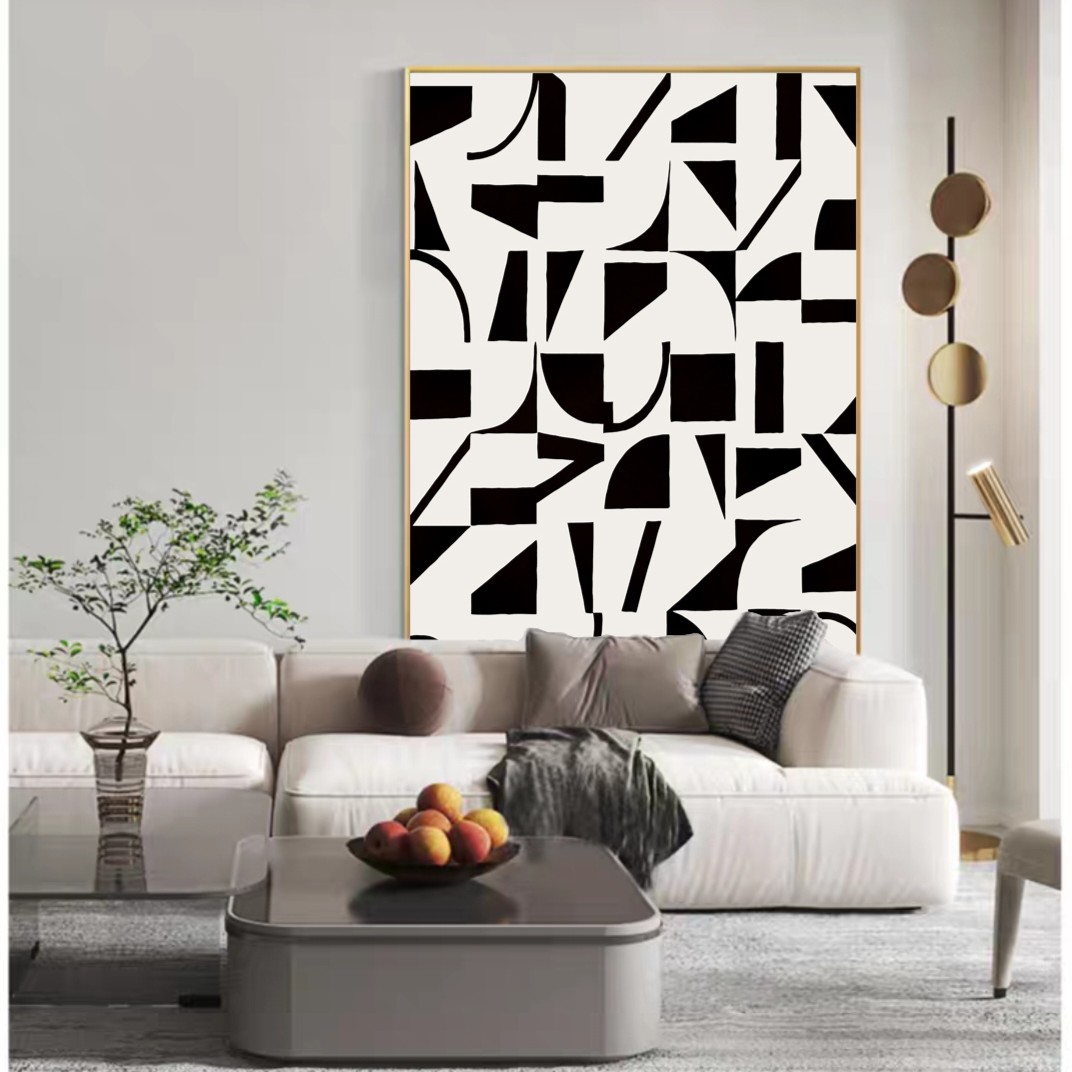 现代简约艺术装饰画客厅挂画玄关画书房几何抽象落地画