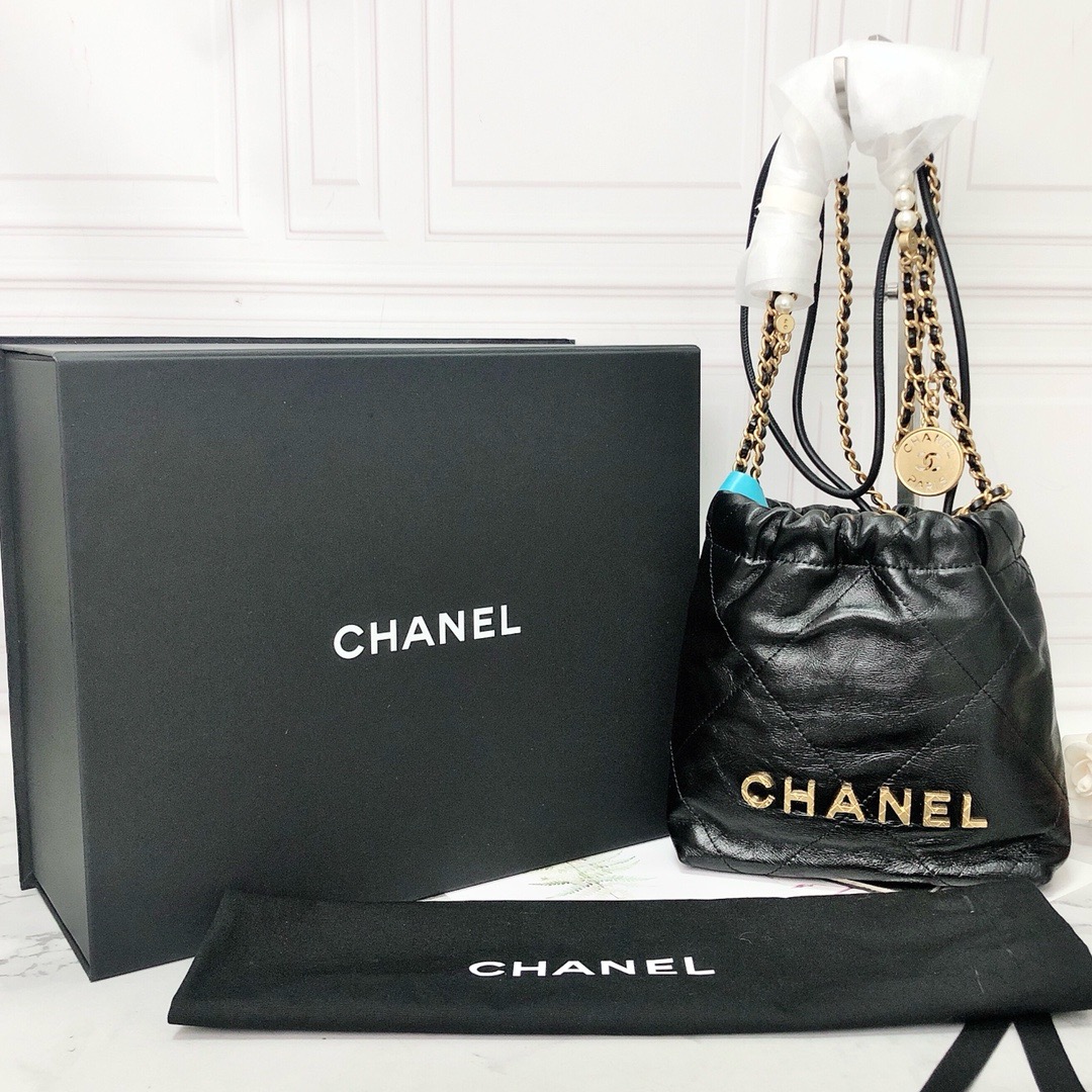 全新未使用 Chanel/香奈儿 CHANEL/香奈儿黑色22bag 垃圾袋单肩包