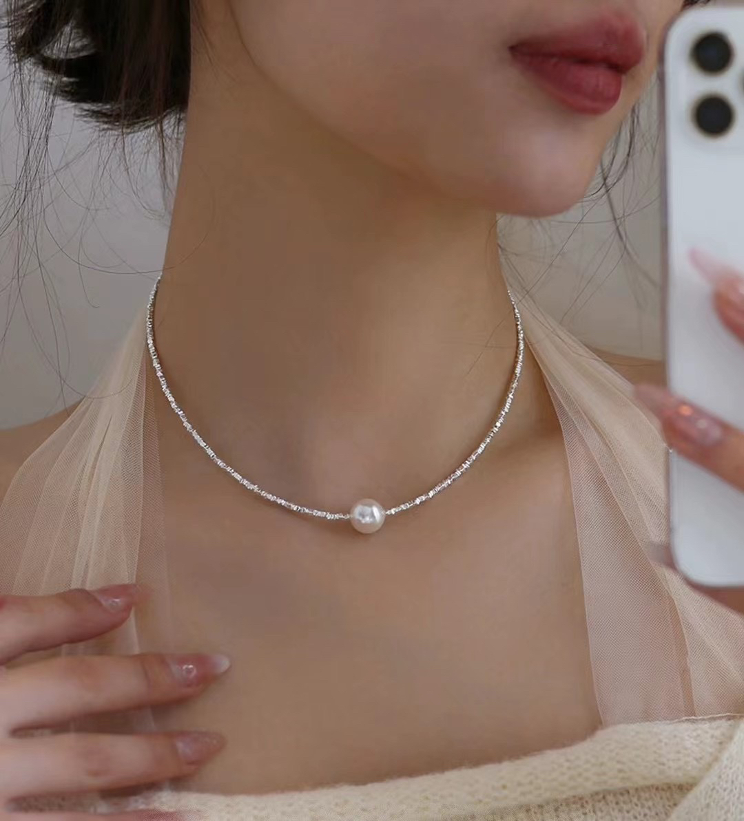 于红服装店珍珠百搭甜美设计感