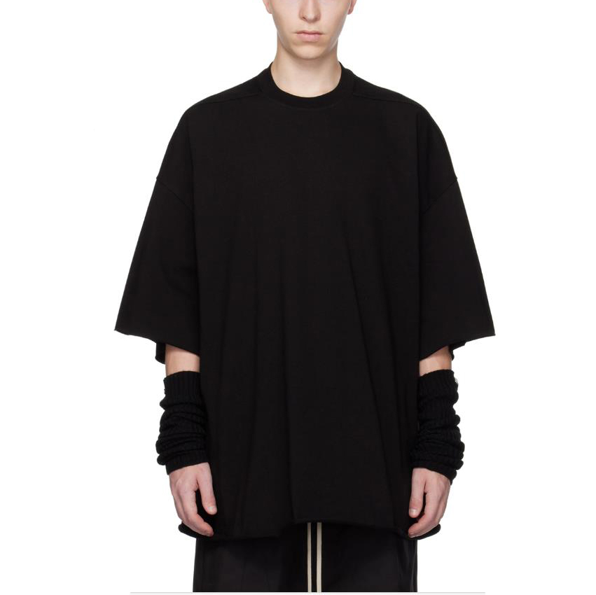 RO风格DRK男士休闲超宽松圆领半袖百搭情侣黑色T恤纯棉潮流嘻哈