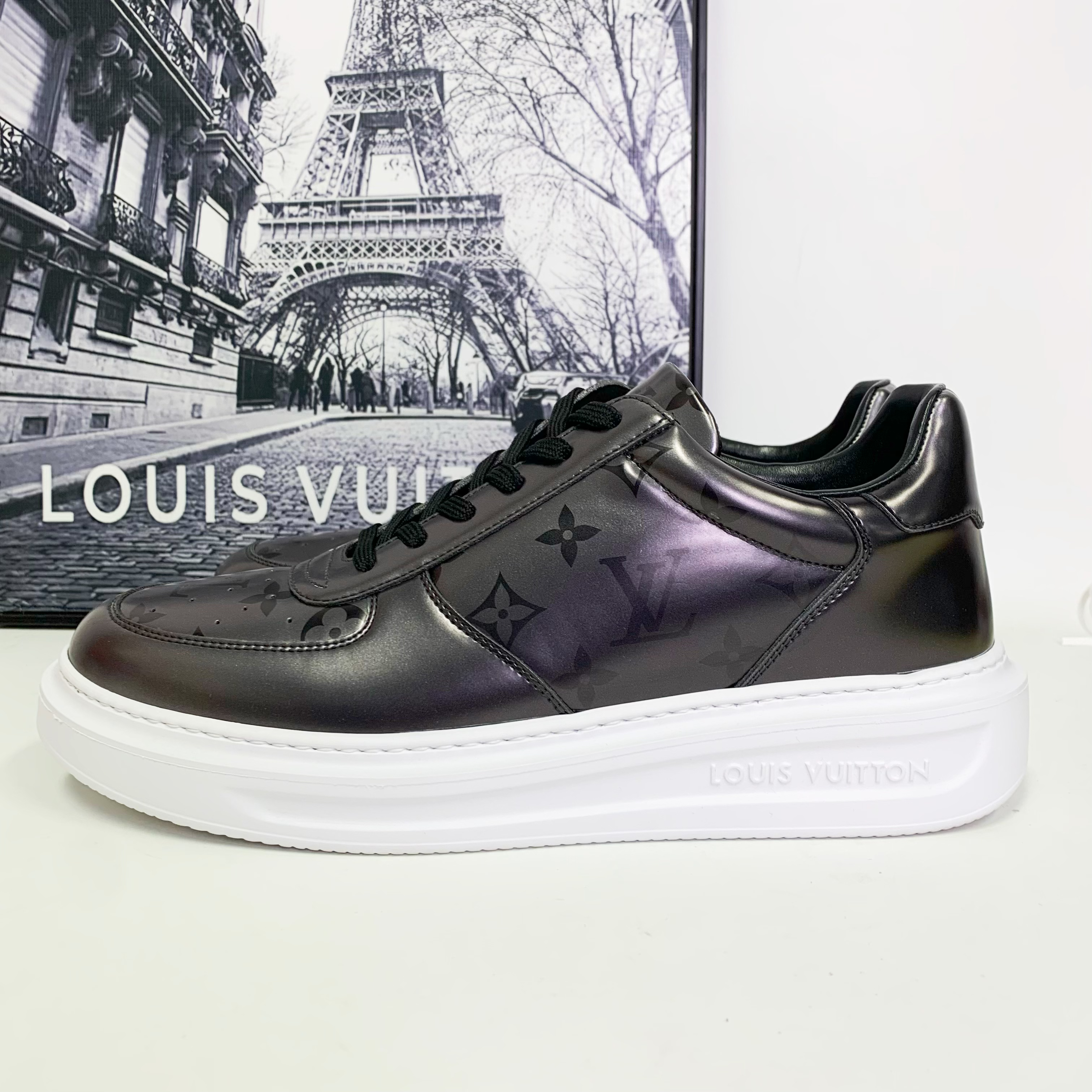 全新未使用 LouisVuitton/路易威登 LV Beverly Hills枪灰色板鞋