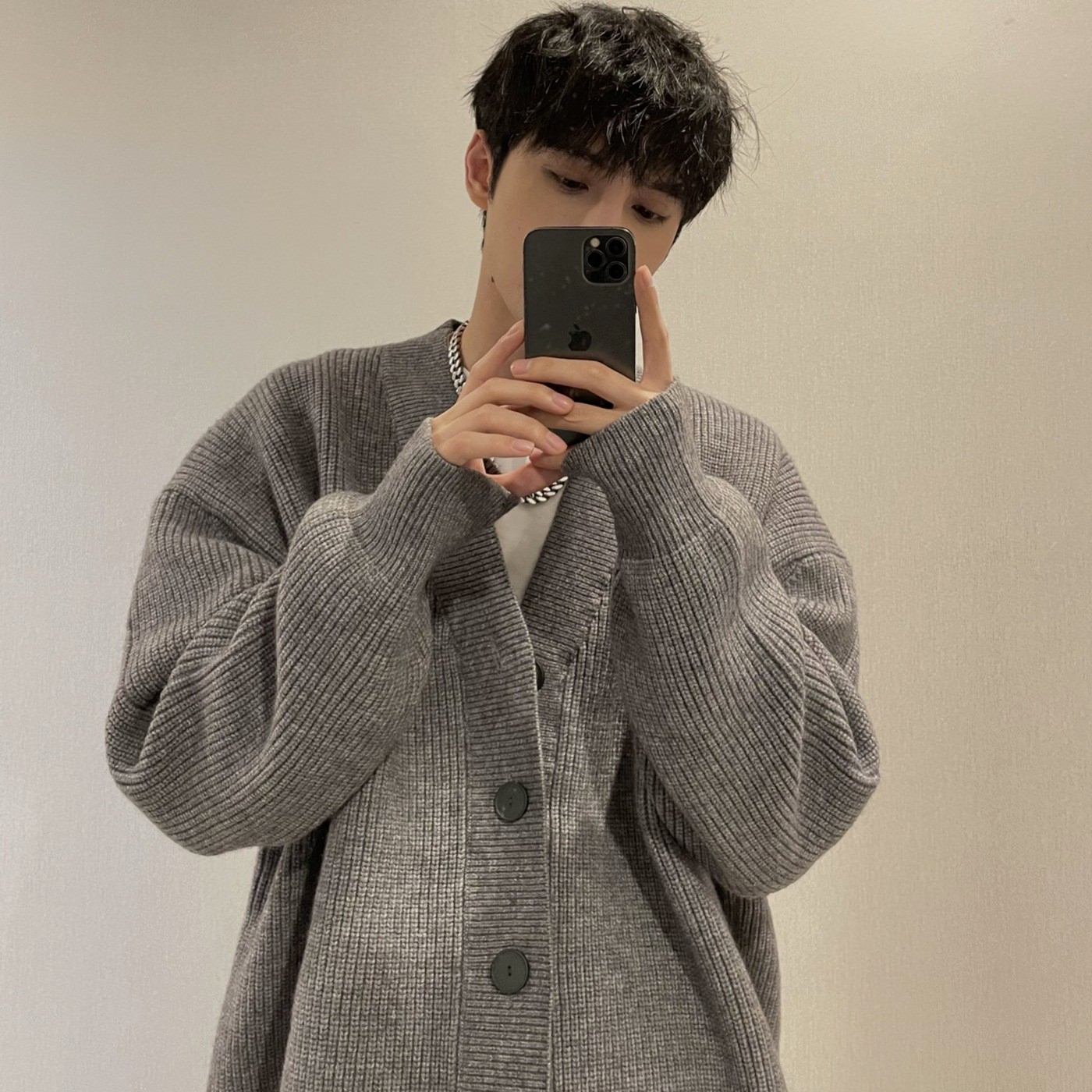 Twelve1毛衣慵懒高级感针织开衫男vintage古着美式休闲针织衫外套