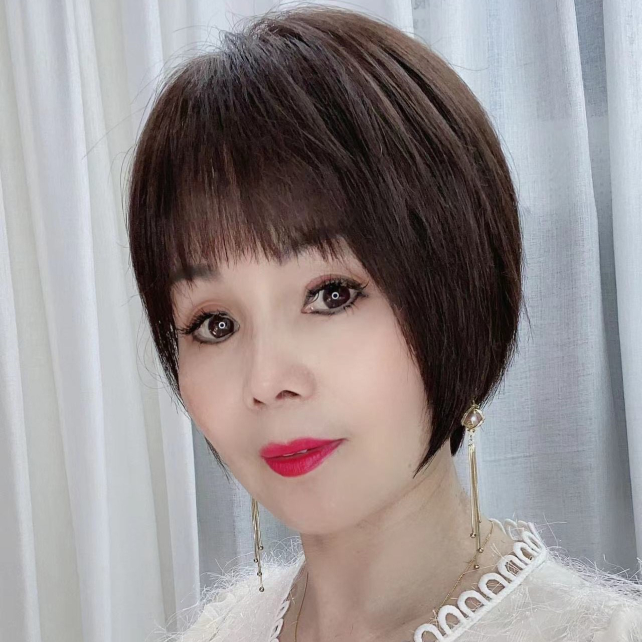 丽诗雅假发纯手工全真发超轻薄透气减龄波波头优选