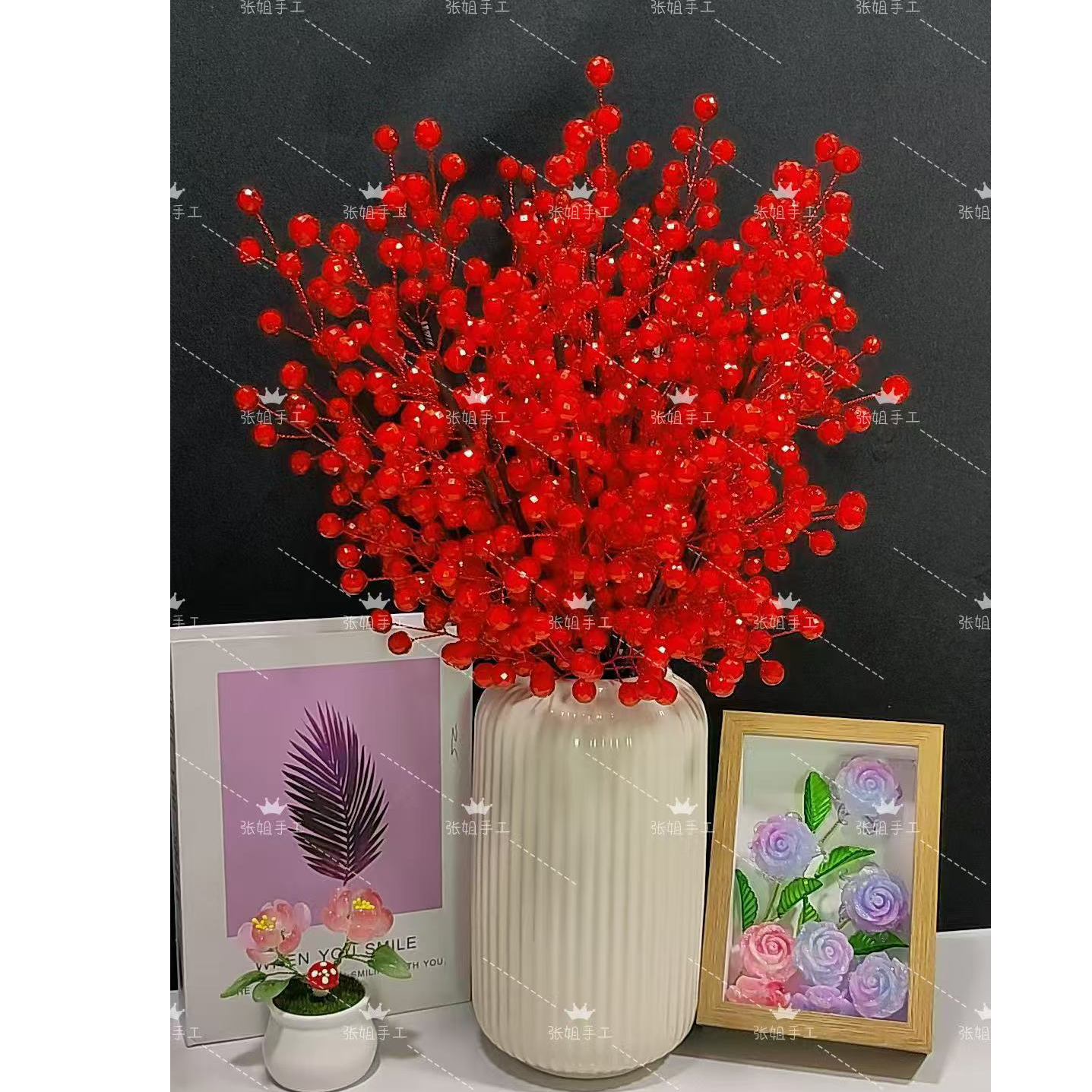 【年宵花】12大支一路长红 （卡12切面珠）  DIY材料包