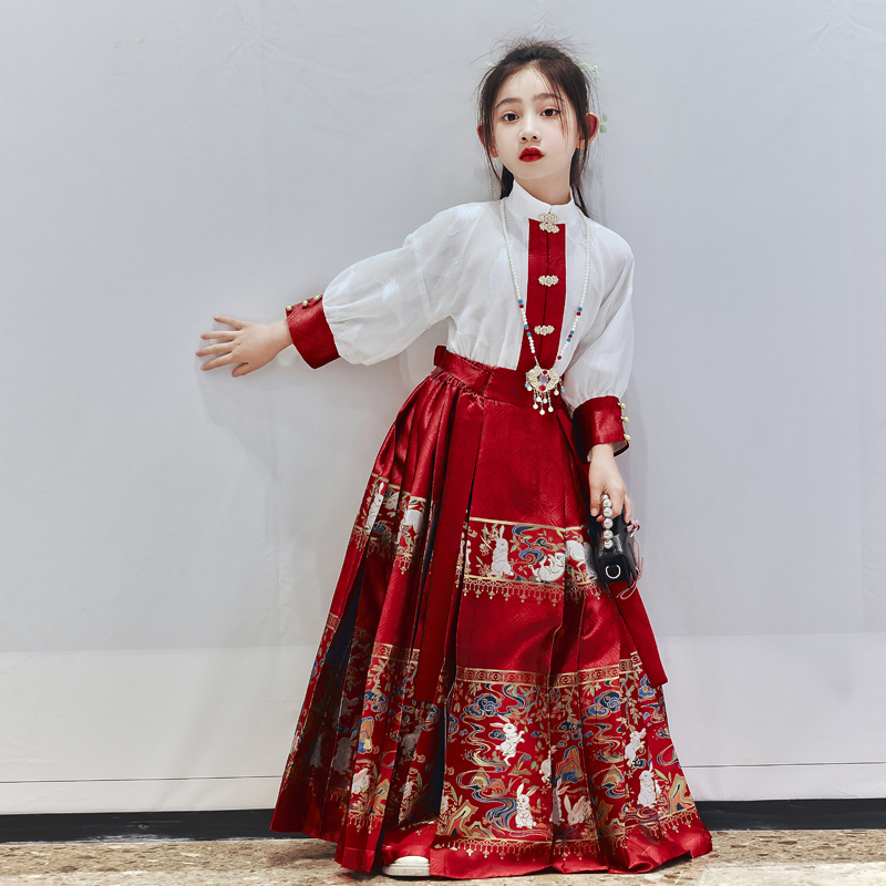 马面裙女童汉服儿童古装秋季古装半身裙宝宝中国风小