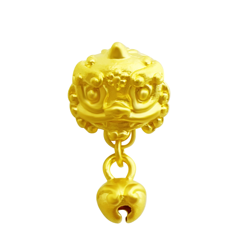 【A6】 许多宝 黄金足金铃铛狮头吊坠 （28）