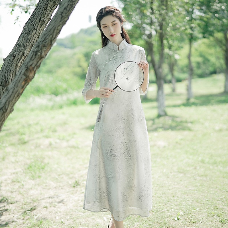 茶服女夏季禅意女装中国风文艺气质长裙新中式改良汉服古风连衣裙