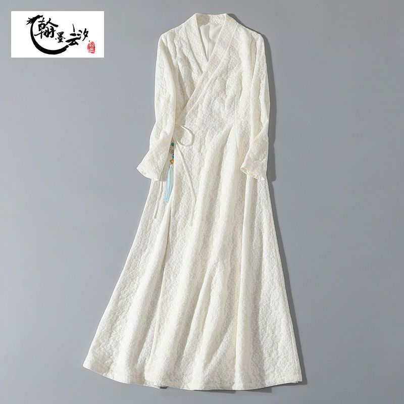 【皑雪】清冷新中式秋冬茶服女秋冬加厚改良汉服文艺复古禅意连衣裙