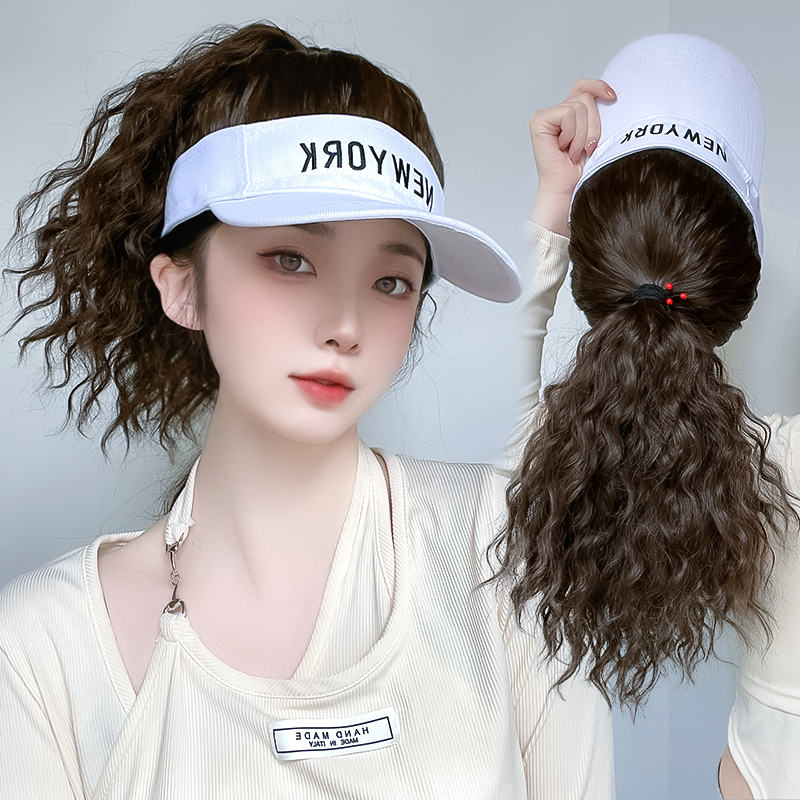 许昌假发帽子一体女空顶帽时尚马尾帽自然发带头发帽造型棒球鸭舌