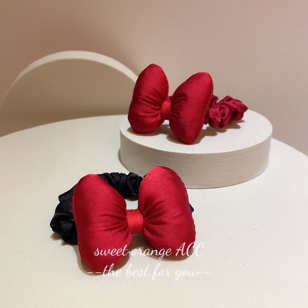 过年红色蝴蝶结发圈大肠圈可爱少女发绳丸子头皮筋头绳发饰头饰