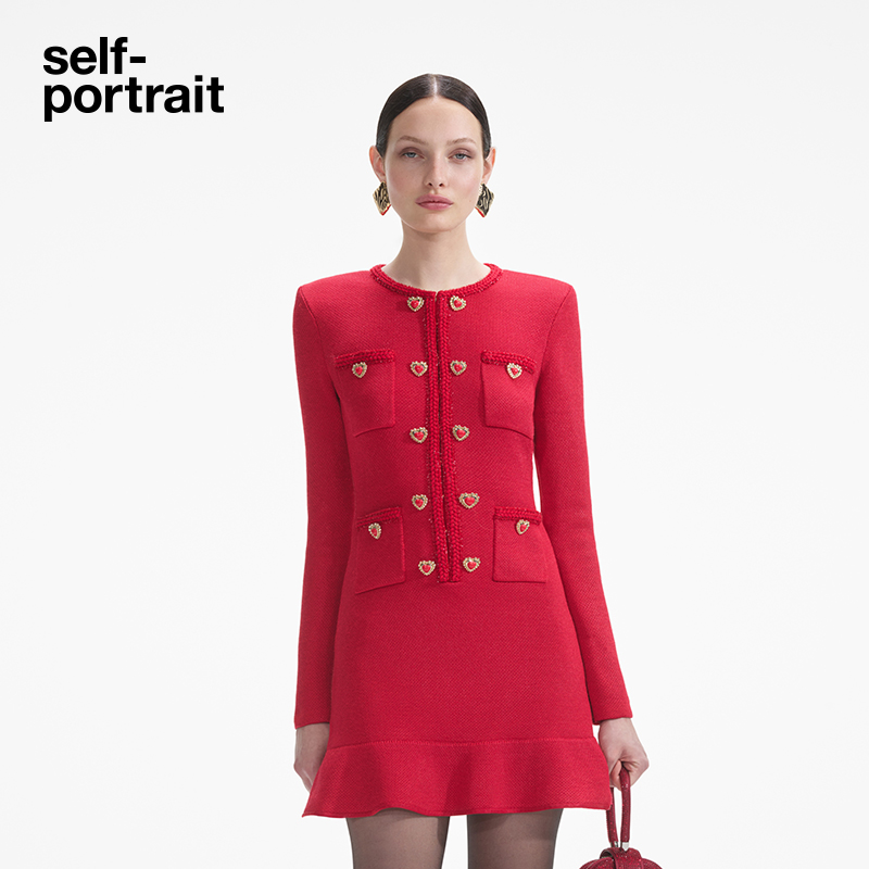 【欧若风】self-portrait 小香风针织鱼尾连衣裙短裙高级感