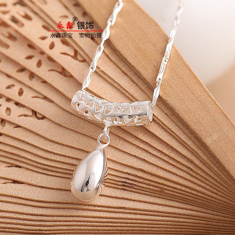 坠链均足银 999纯银吊坠女爱心水滴路路通弯管挂坠轻奢小众设计
