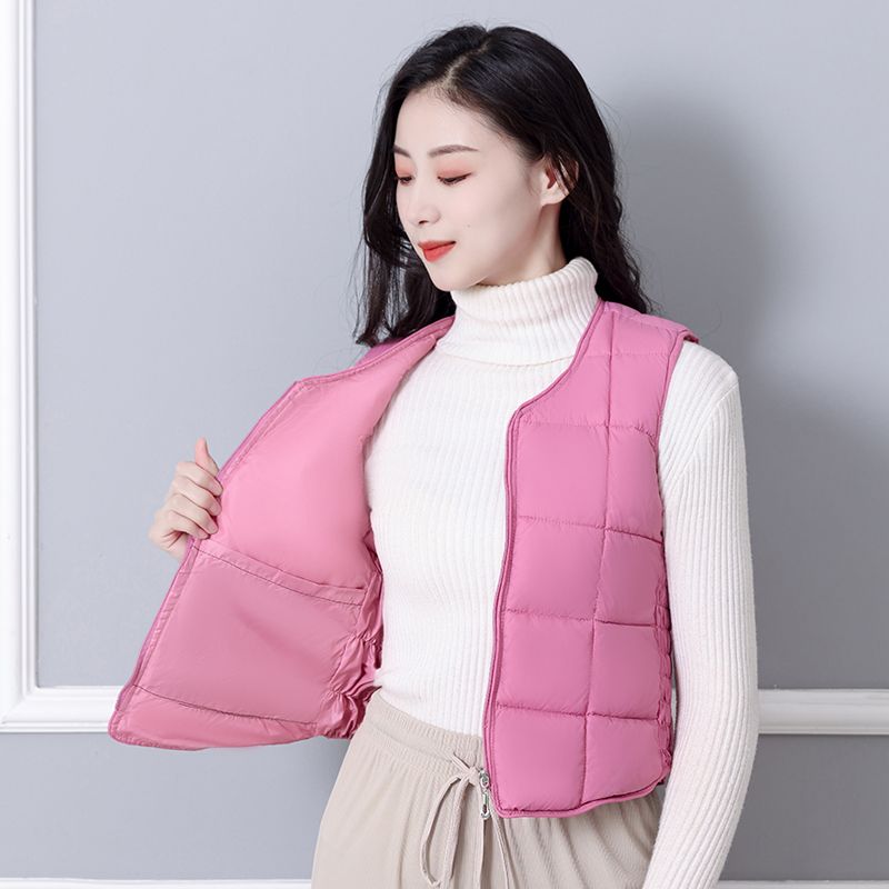 艾莱依2023新款女士羽绒服马甲轻薄短款贴身背心时尚妈妈款内穿瘦