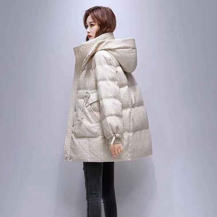 艾莱依中长款棉衣新款女2023爆款棉袄冬季小香风oversize羽绒服服