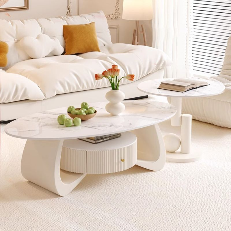 奶油风极简岩板茶几客厅家用简约新款轻奢高级感创意茶桌小户型