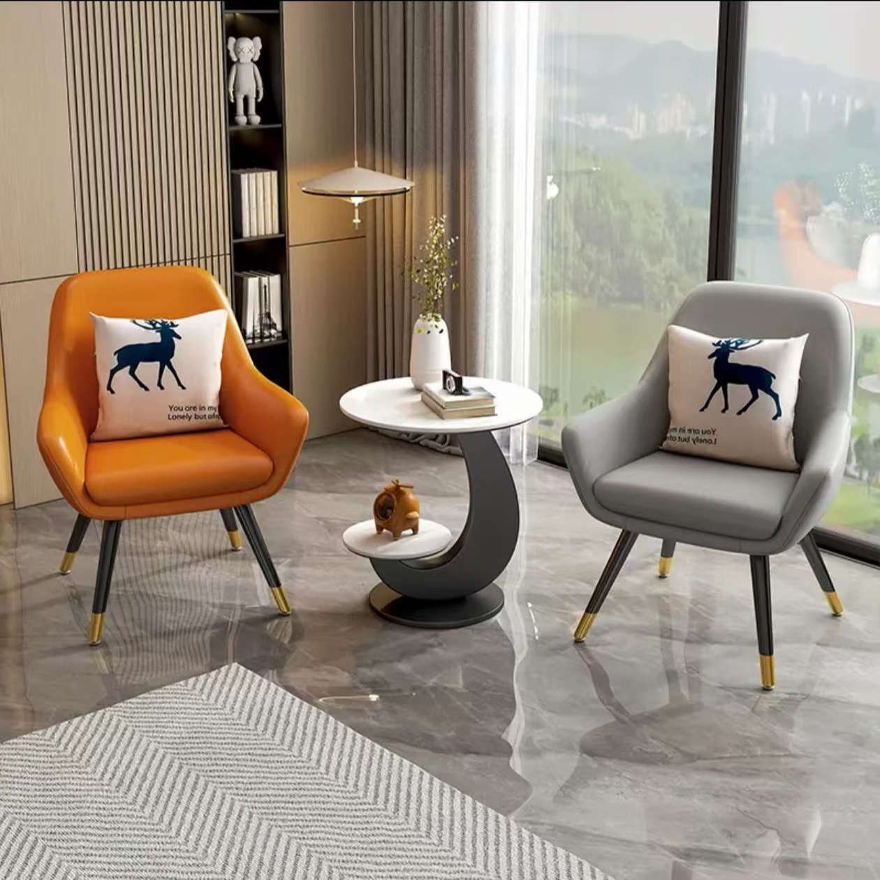 川与家北欧阳台小桌椅造型饱满一桌两椅匠心制作休闲茶桌茶椅组合