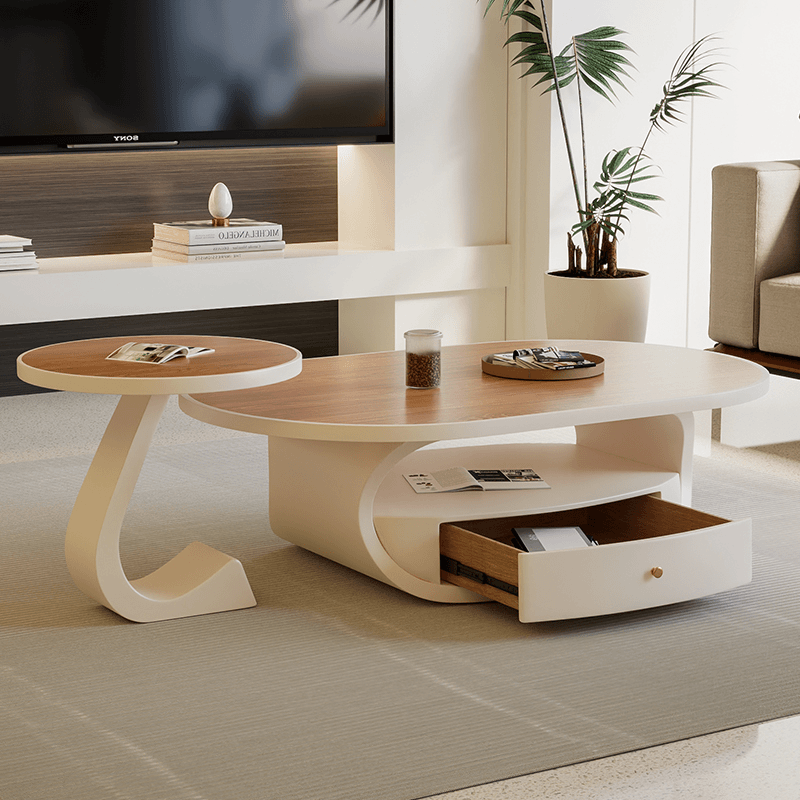 川与家简约轻奢木纹岩板茶几现代极简高级感中古风客厅家用小户型