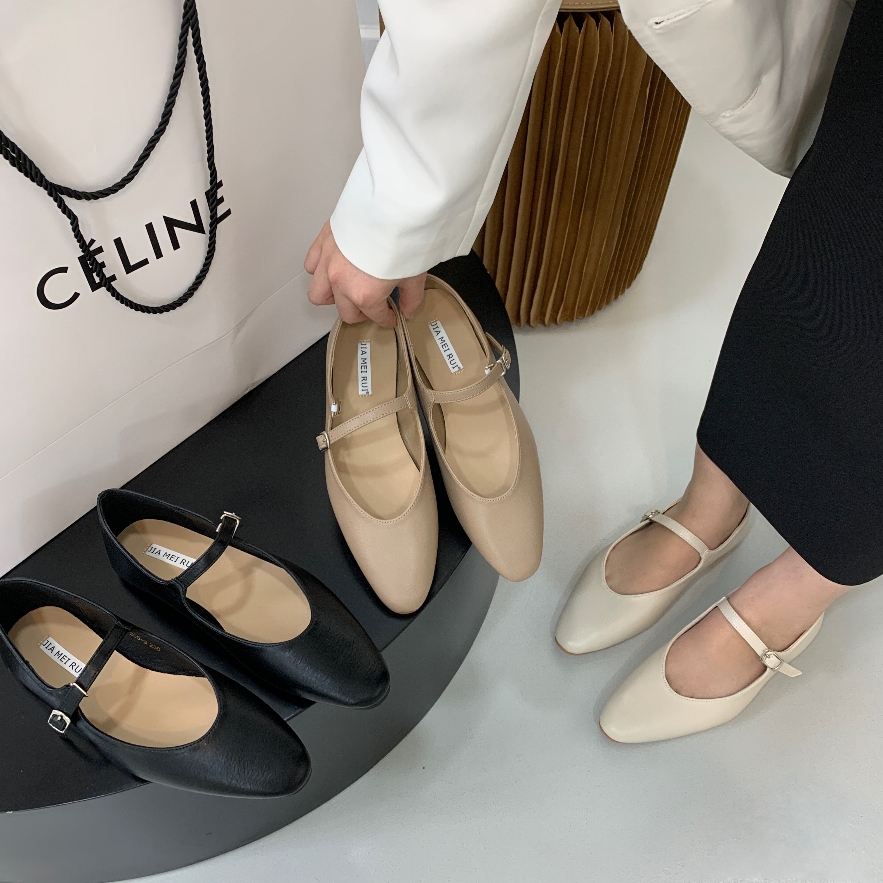 VEEFSHOW  时尚圆平底玛丽珍单鞋女（个别微瑕完美主义者勿拍）