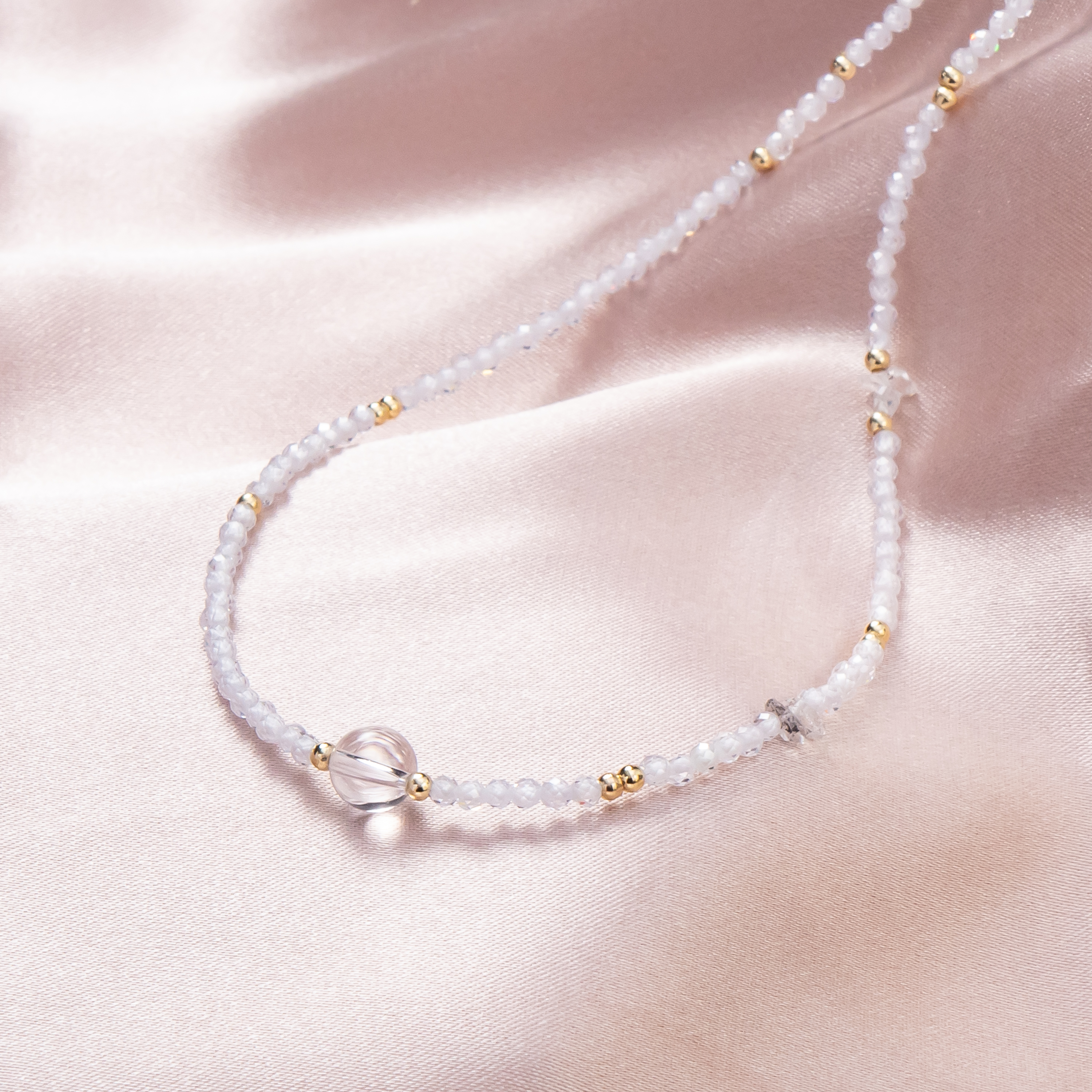 一了个卜【花雪月】白水晶项链 消负面情xu疗yu