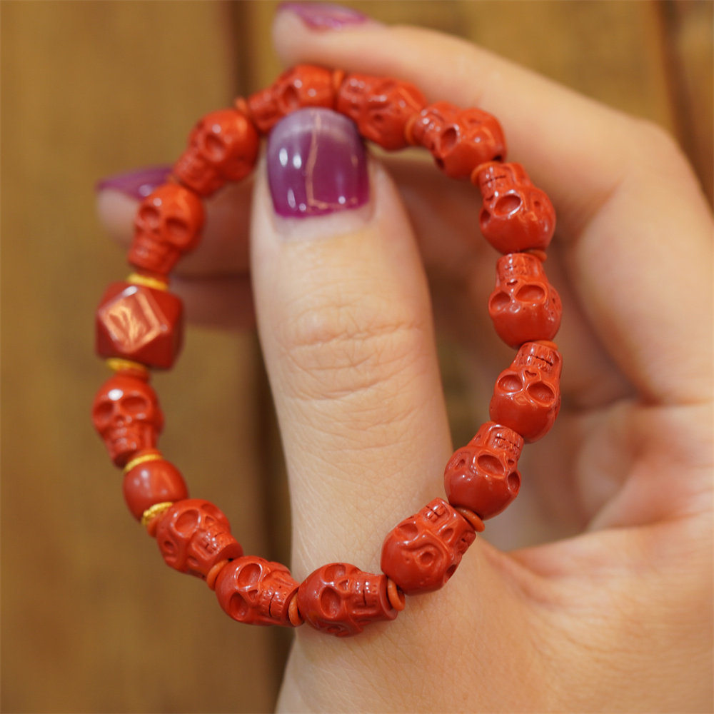 含辰砂工艺品原创设计款尸陀林高含量朱砂手串（多样性发一）