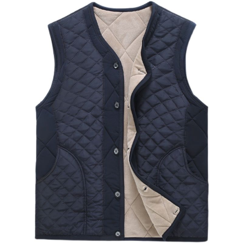 中老年马甲秋冬背心男大码老人冬季坎肩爸爸加绒加厚保暖御寒马夹