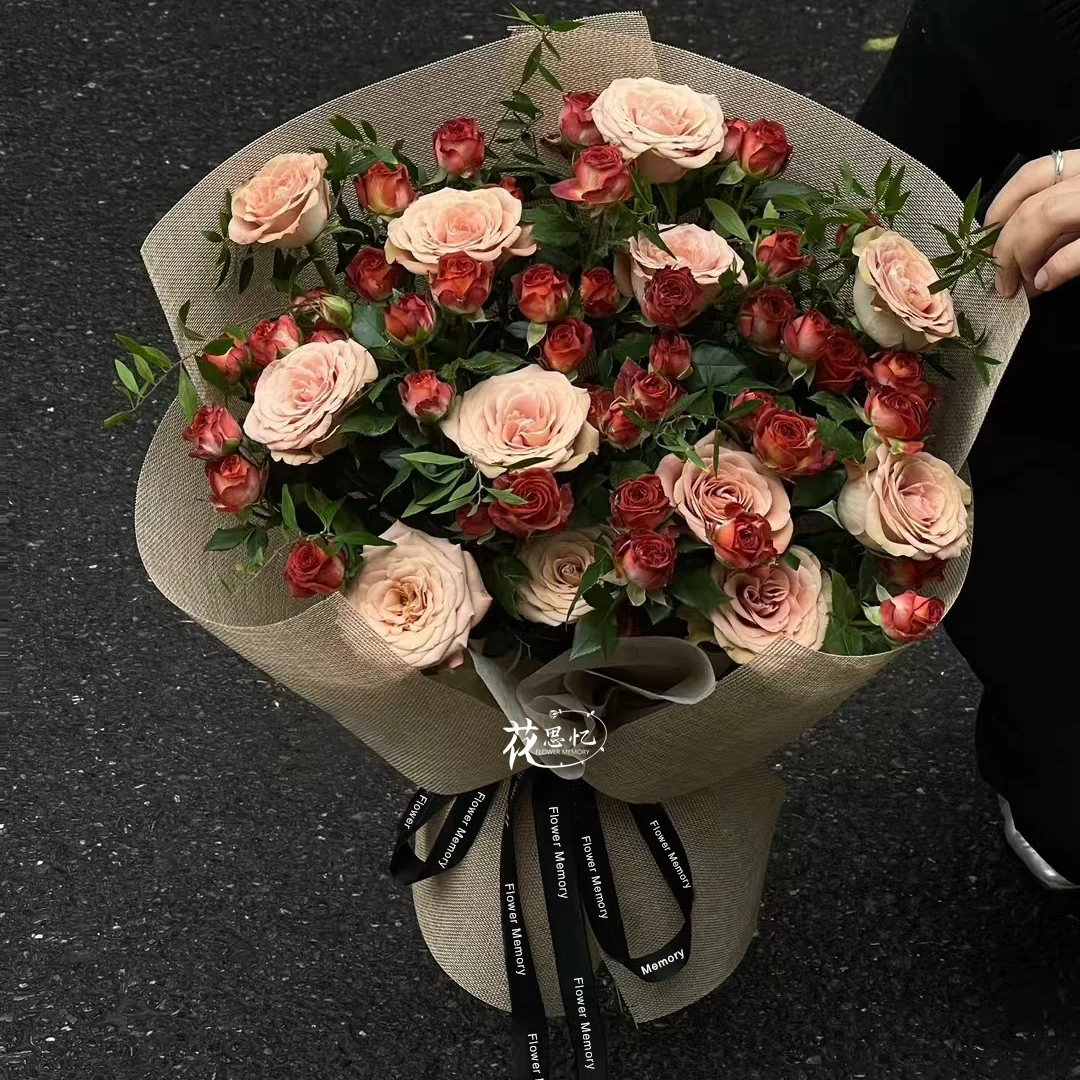 温暖的礼物❤『12朵卡布奇诺泡泡混搭花束』送男朋友爱人闺蜜生日冬日仪式感花束鲜花订购同城配送小时达