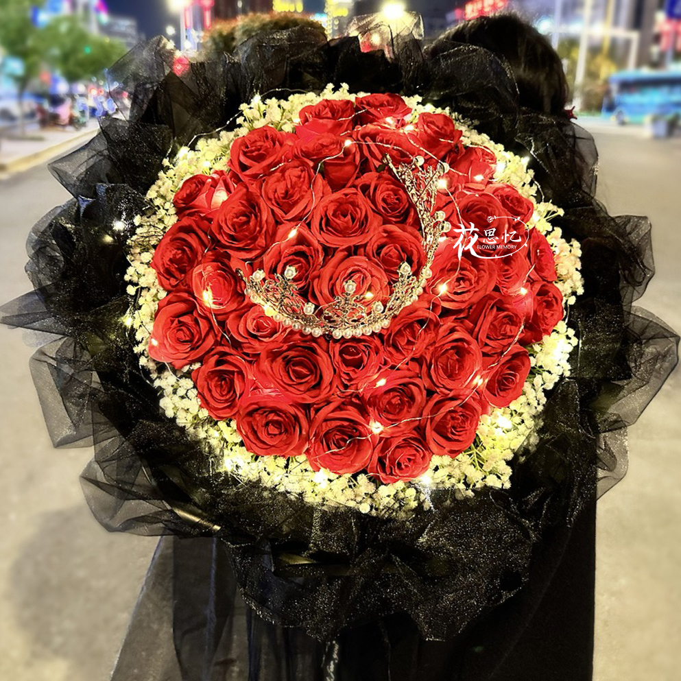 夏日情书『33朵红玫瑰花束』送女友老婆爱人生日节日鲜花骑手专送ZB