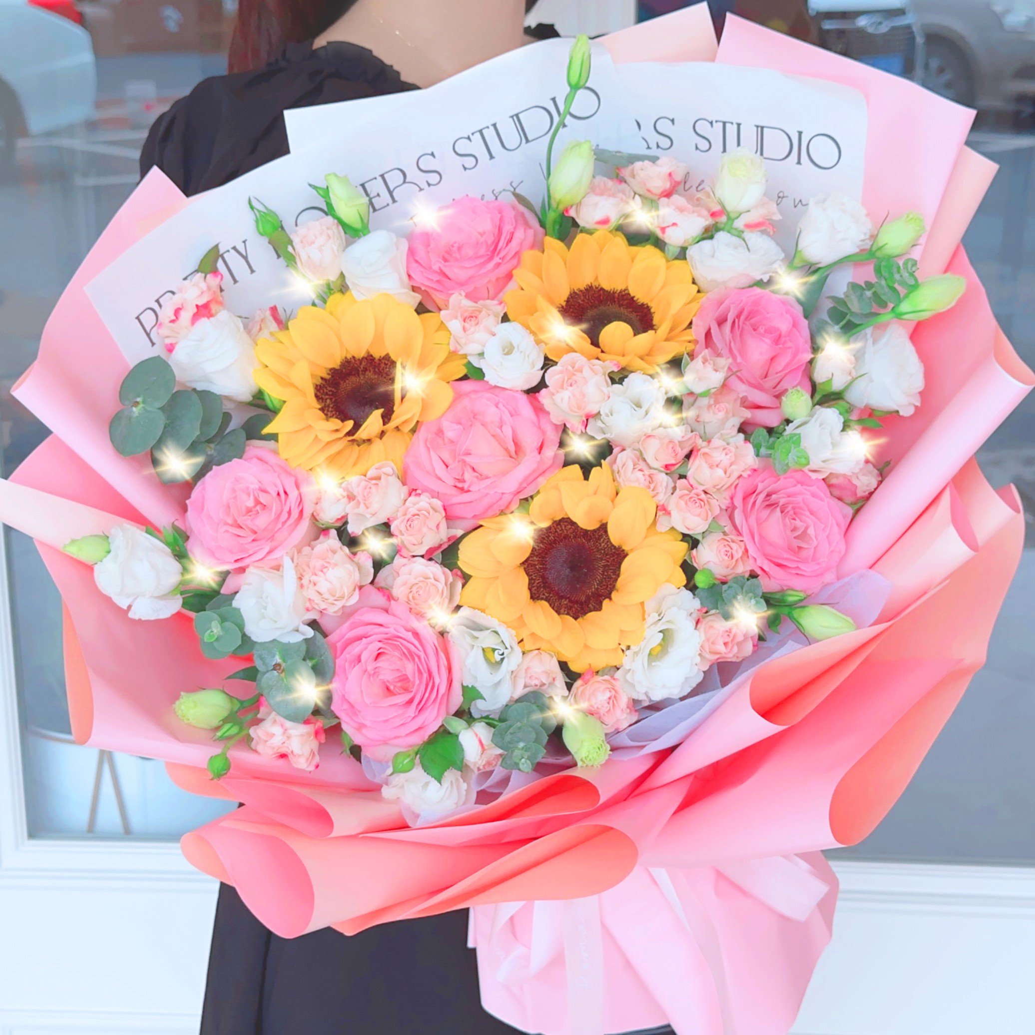大气款·送女老师送女生『3朵向日葵6粉玫瑰花束』节日教师节送老师师长长辈同城配送鲜花小时达